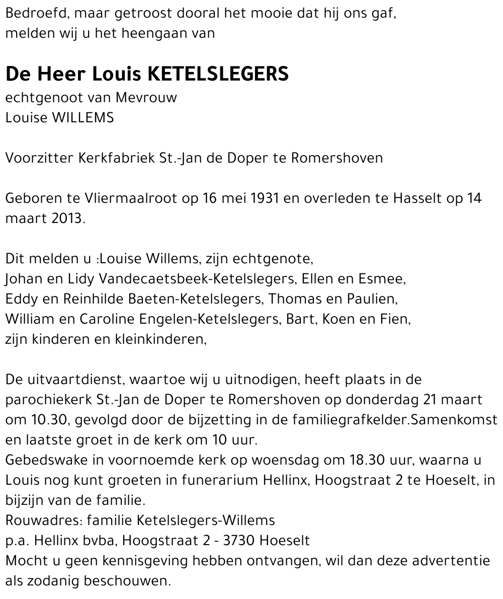 Louis KETELSLEGERS