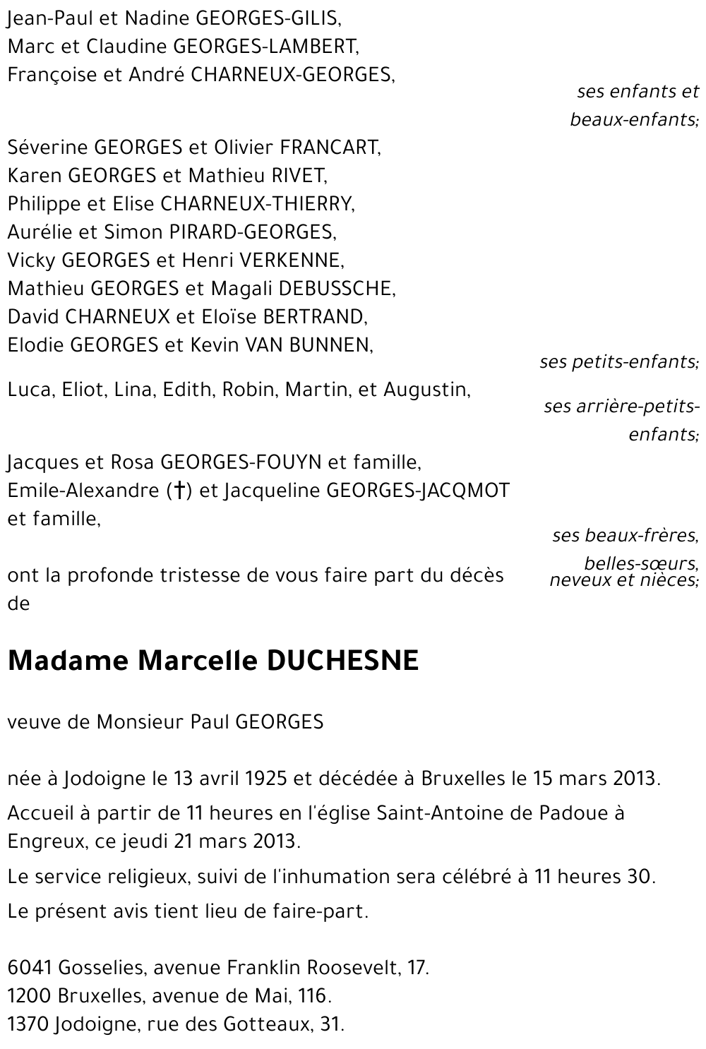 Marcelle DUCHESNE