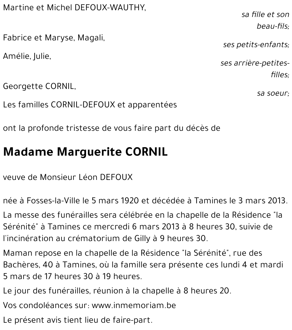 Marguerite CORNIL