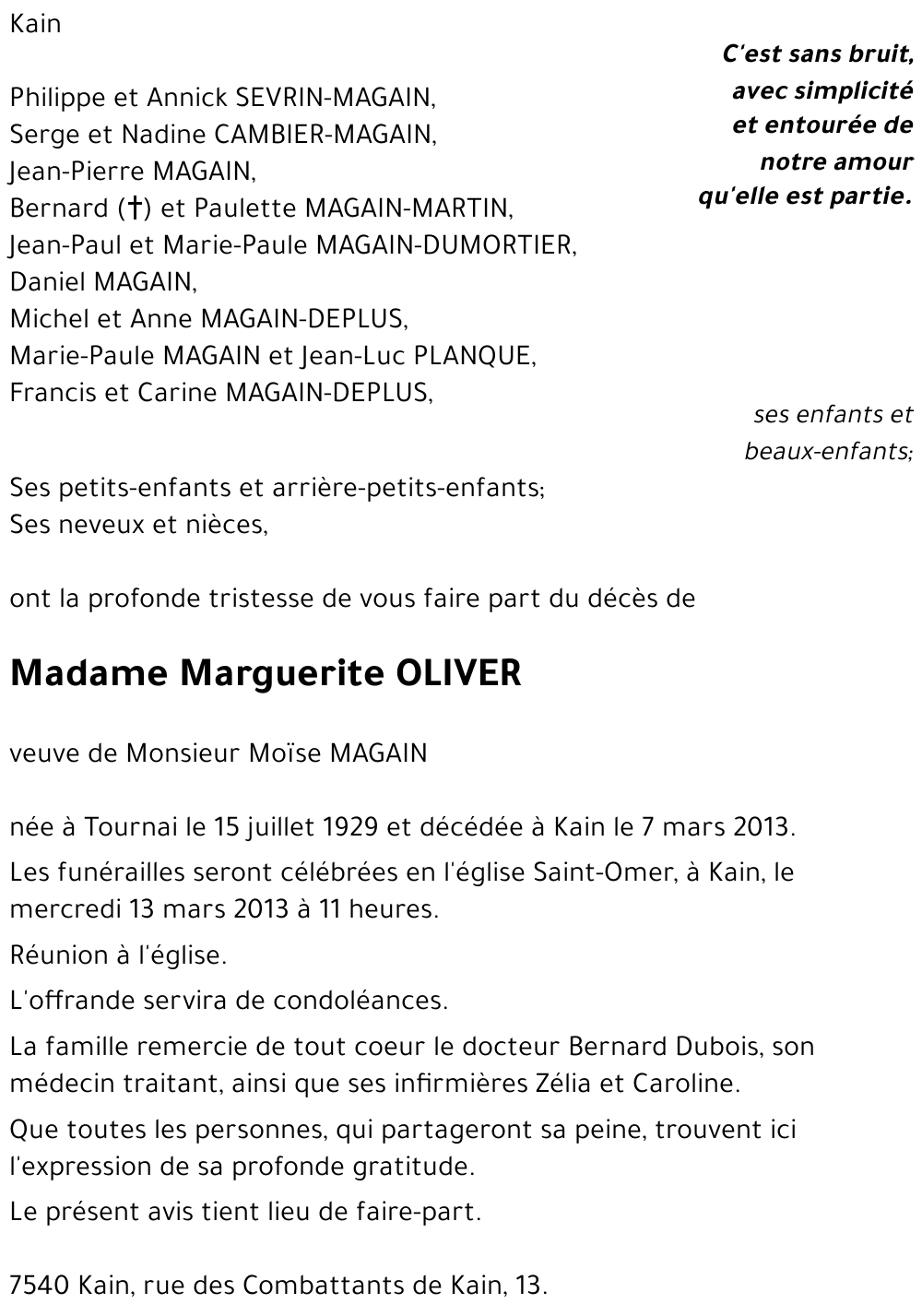 Marguerite OLIVER
