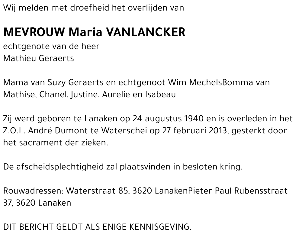 Maria Vanlancker