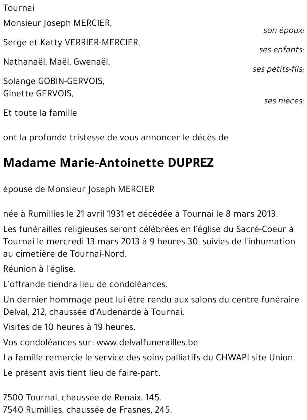 Marie-Antoinette DUPREZ