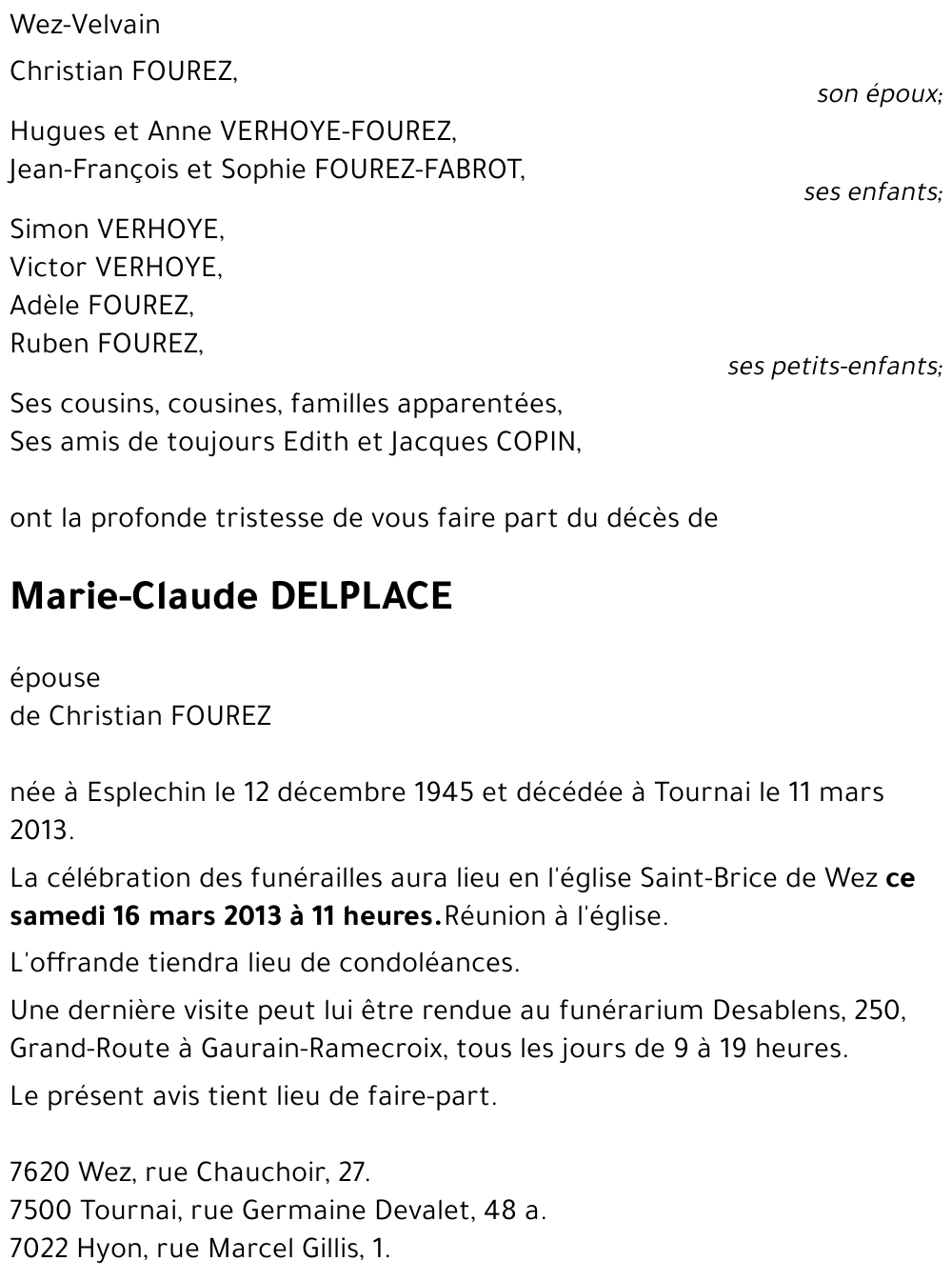 Marie-Claude DELPLACE