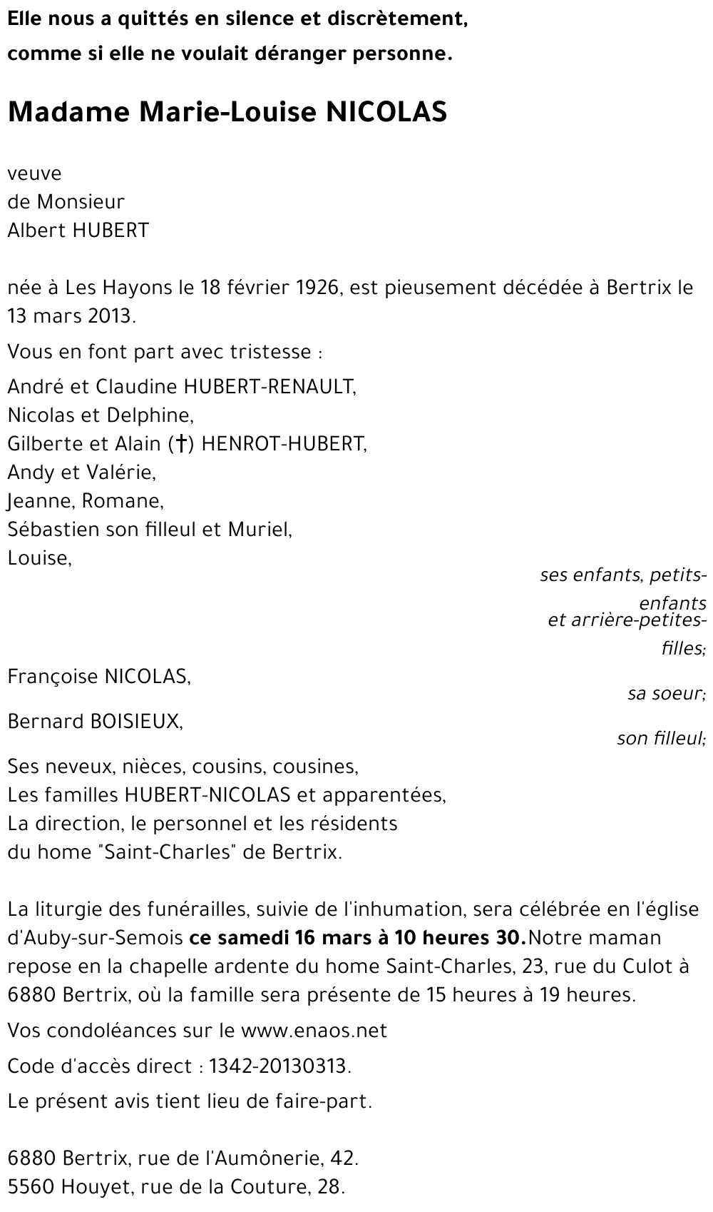 Marie-Louise NICOLAS