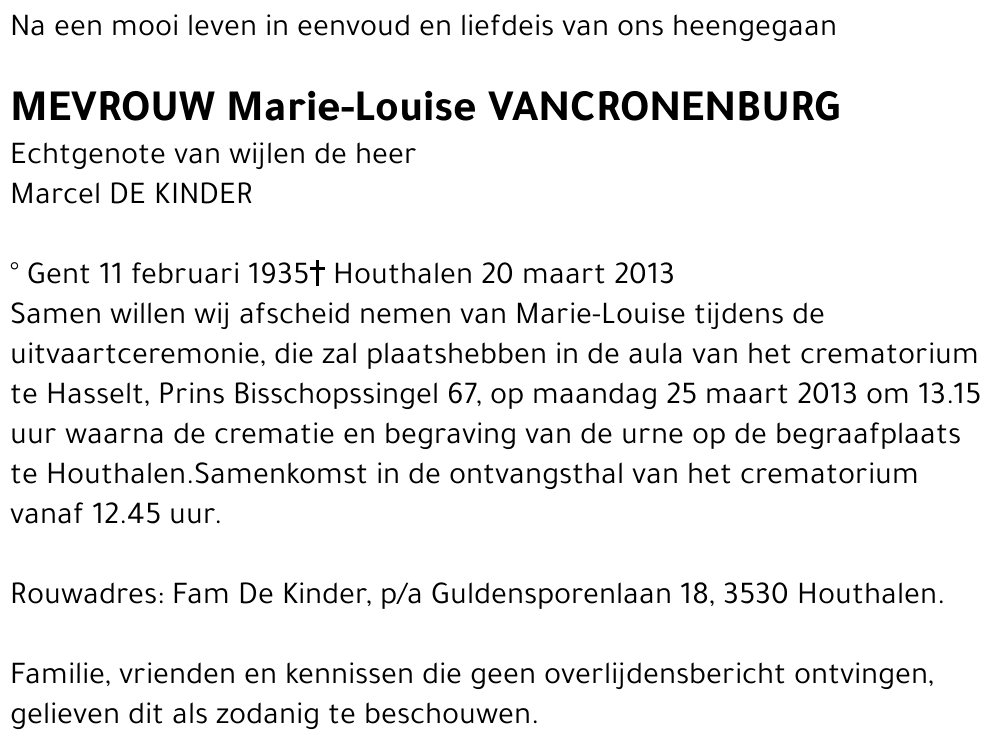 Marie-Louise VANCRONENBURG