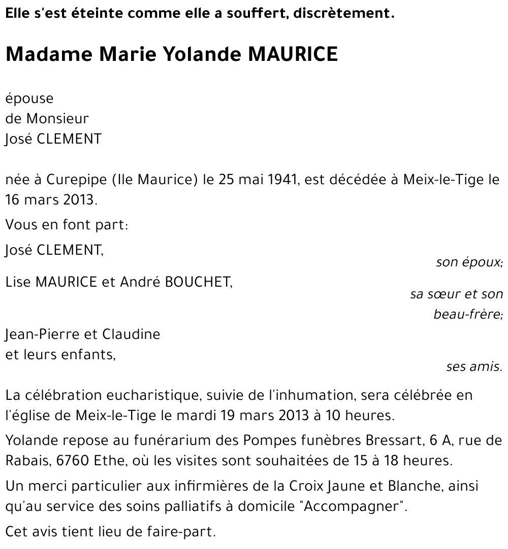 Marie Yolande MAURICE
