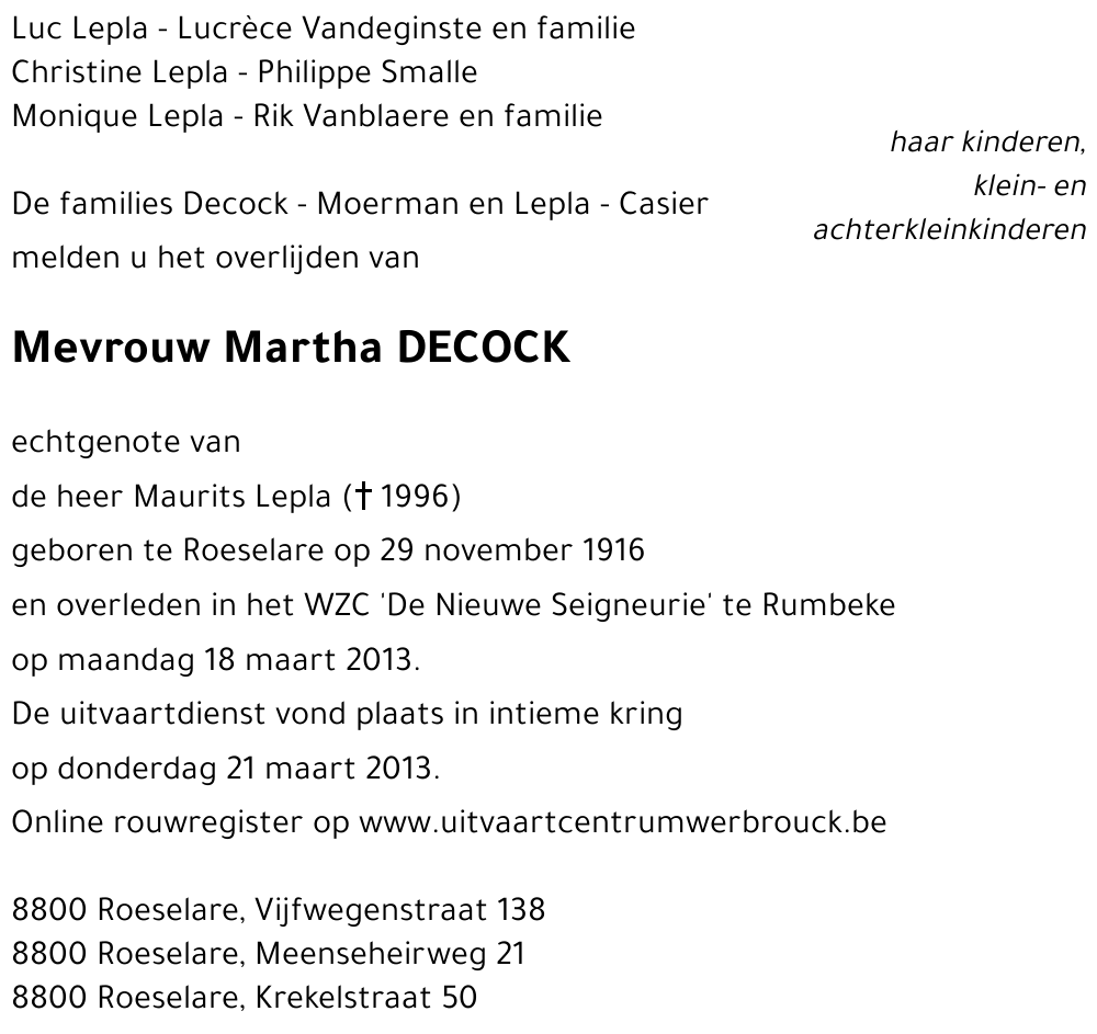 Martha DECOCK