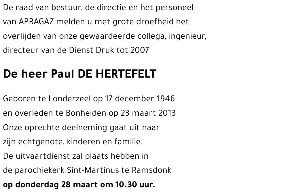 Paul DE HERTEFELT