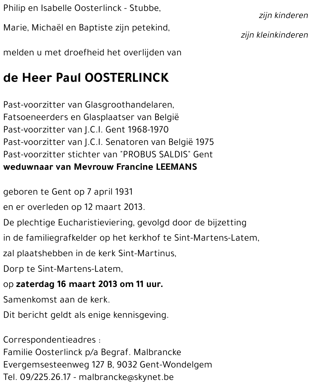 Paul OOSTERLINCK