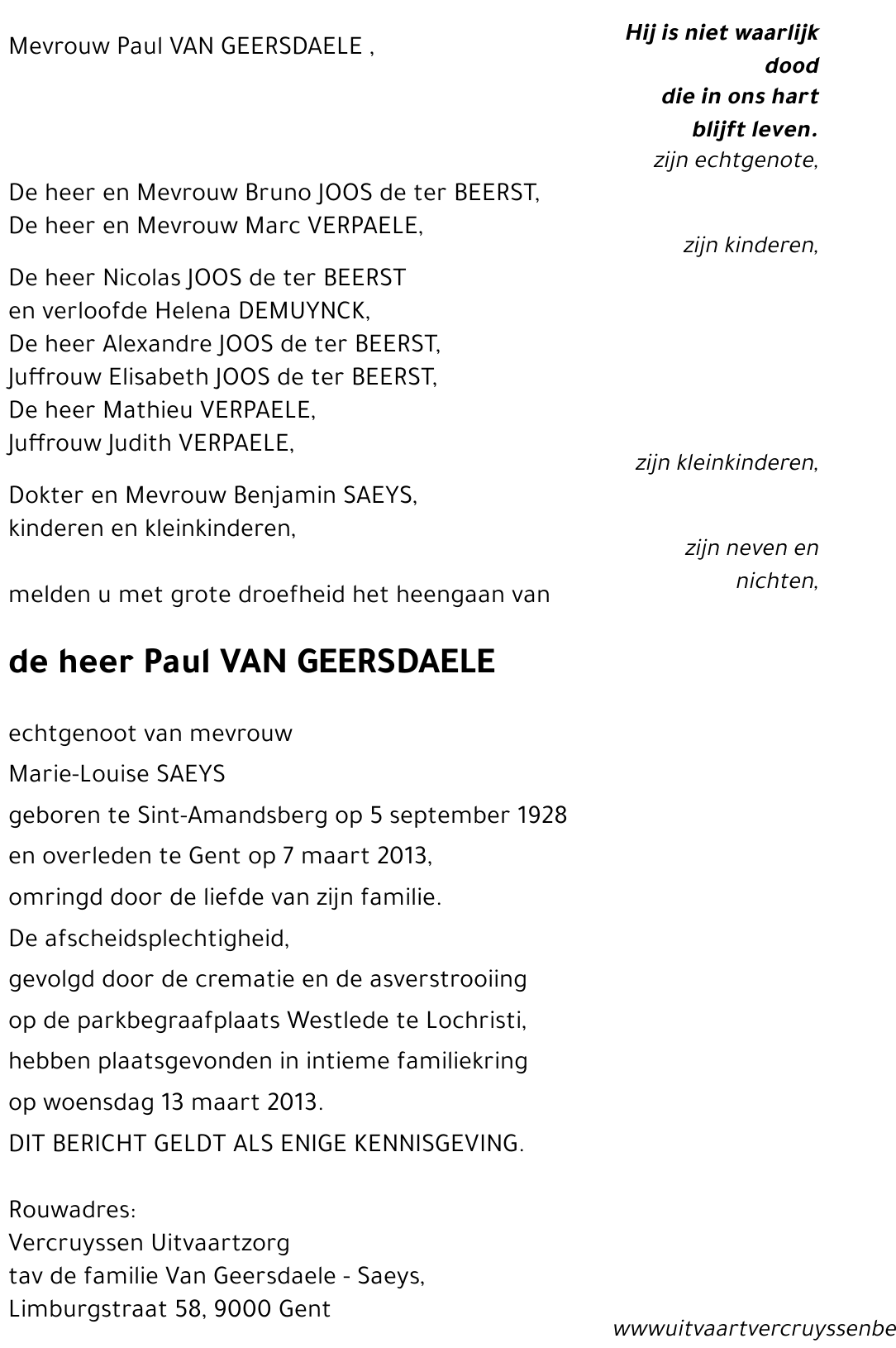 Paul VAN GEERSDAELE