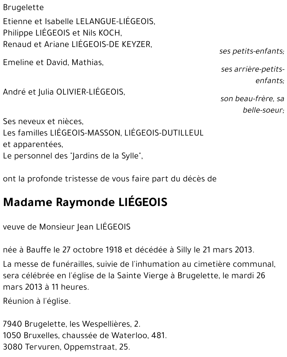 Raymonde LIEGEOIS