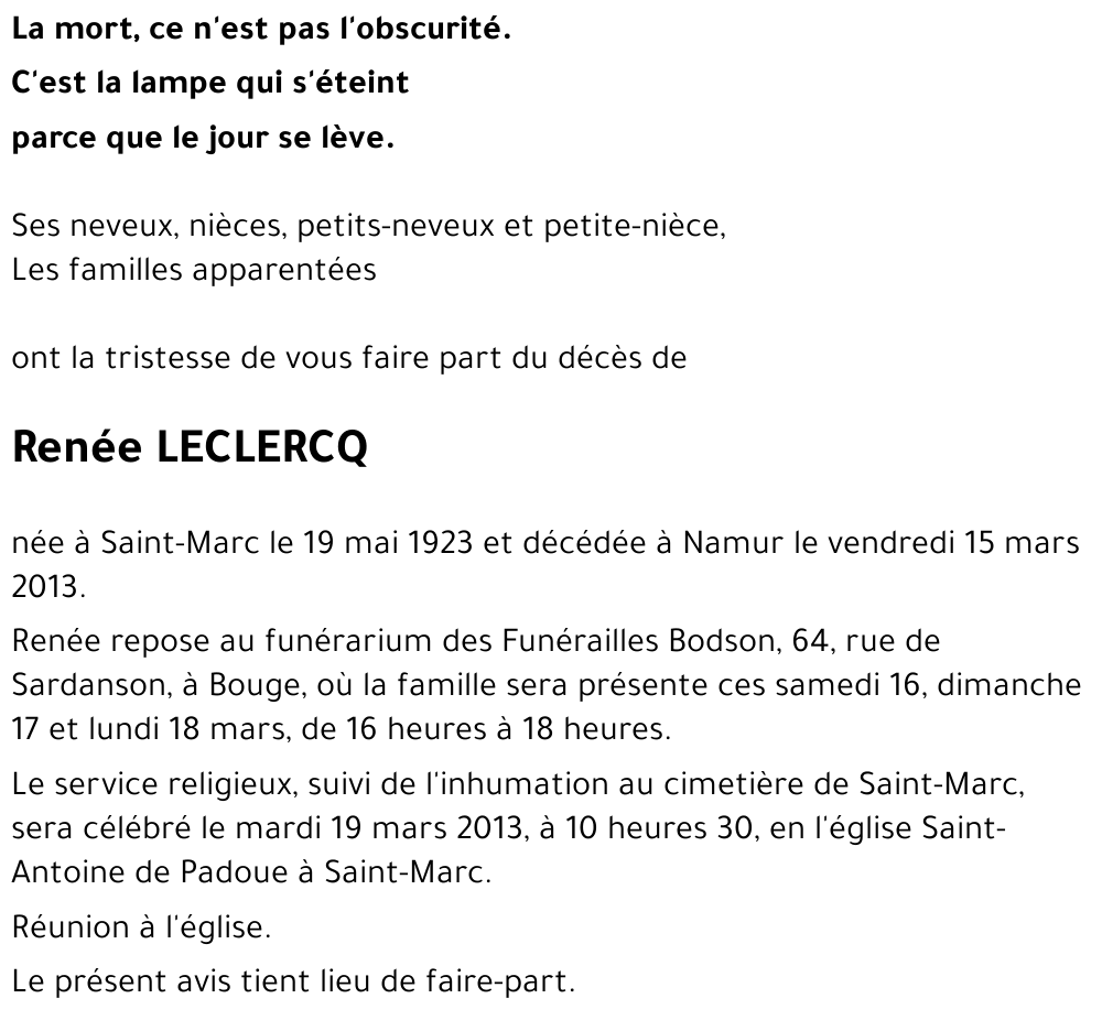 Rénée LECLERCQ