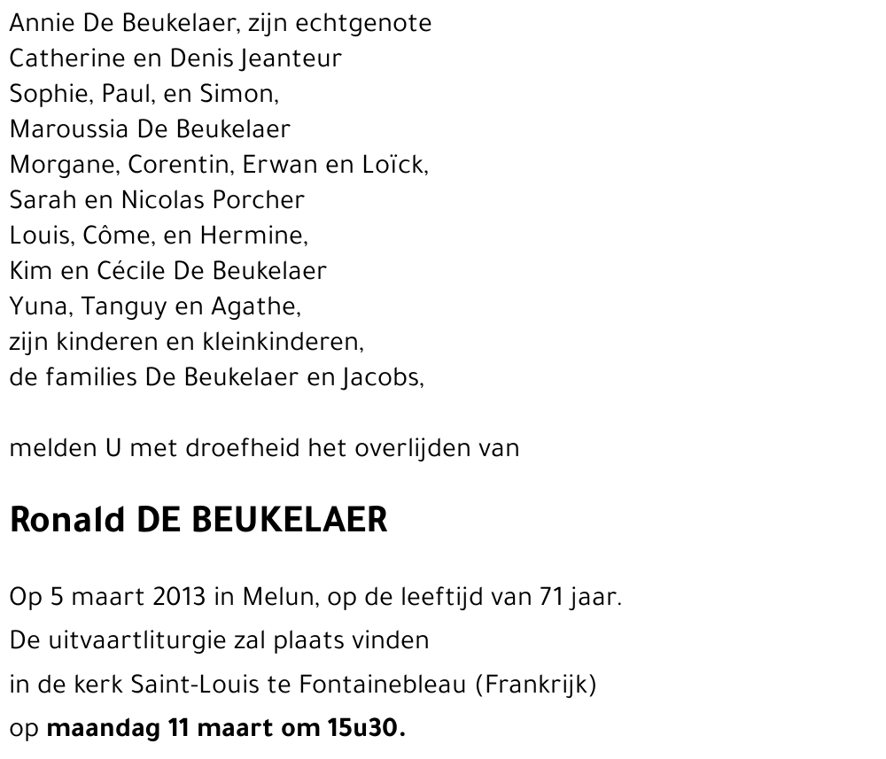 Ronald DE BEUKELAER