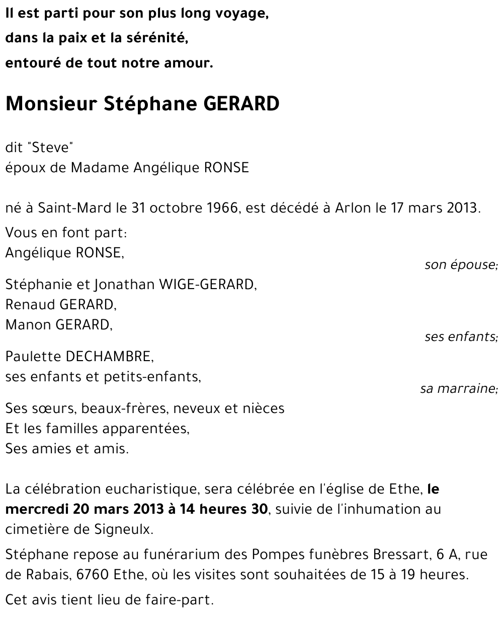 Stéphane GERARD dit « Steve »