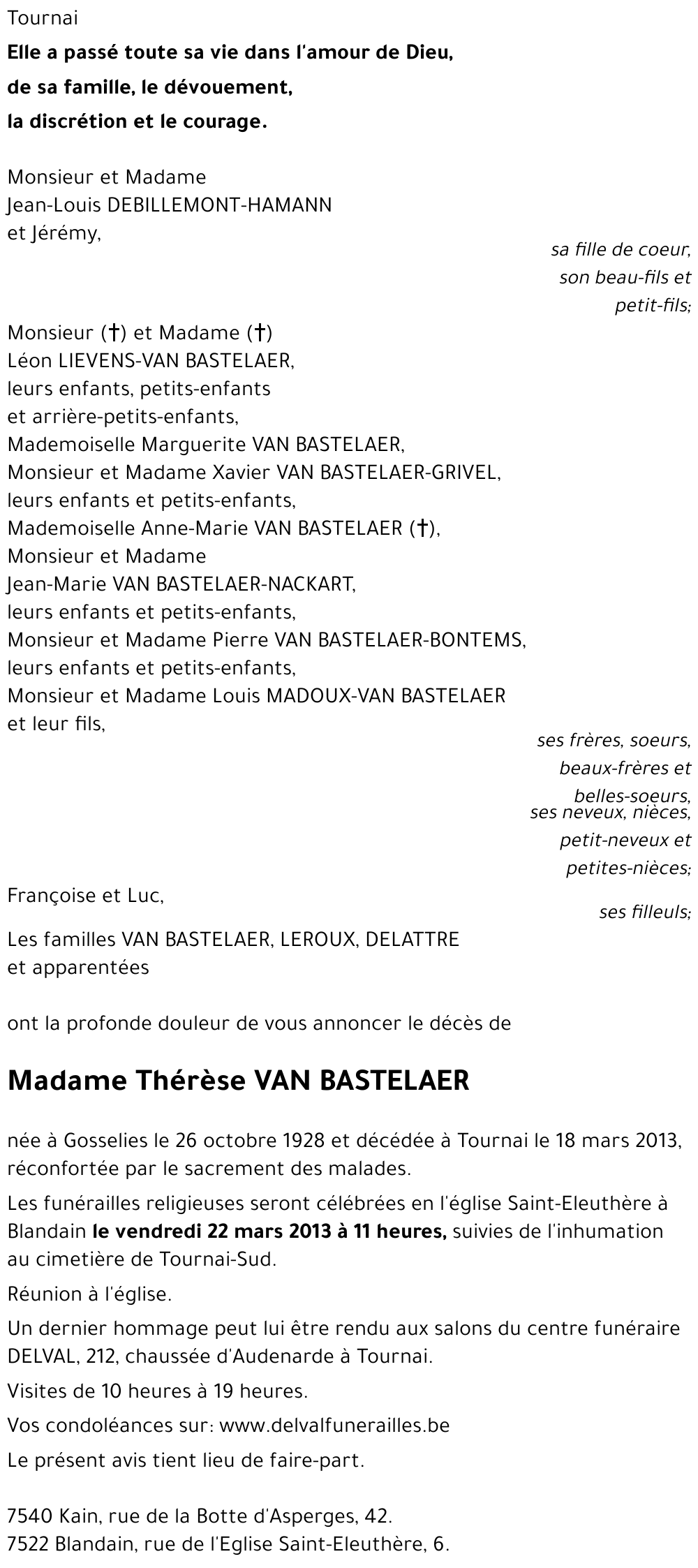 Thérèse VAN BASTELAER