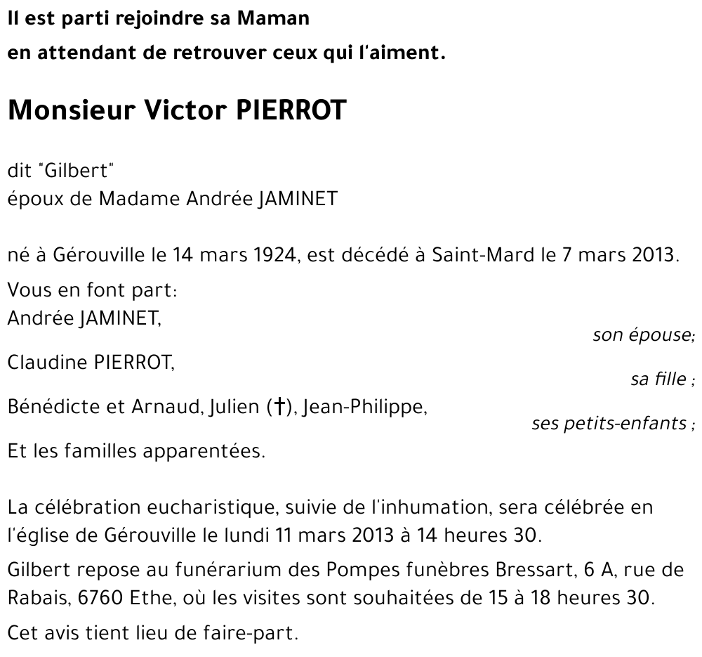 Victor PIERROT « dit Gilbert »