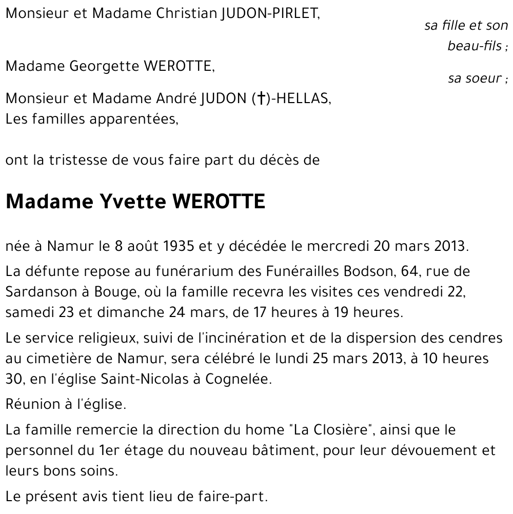 Yvette WEROTTE