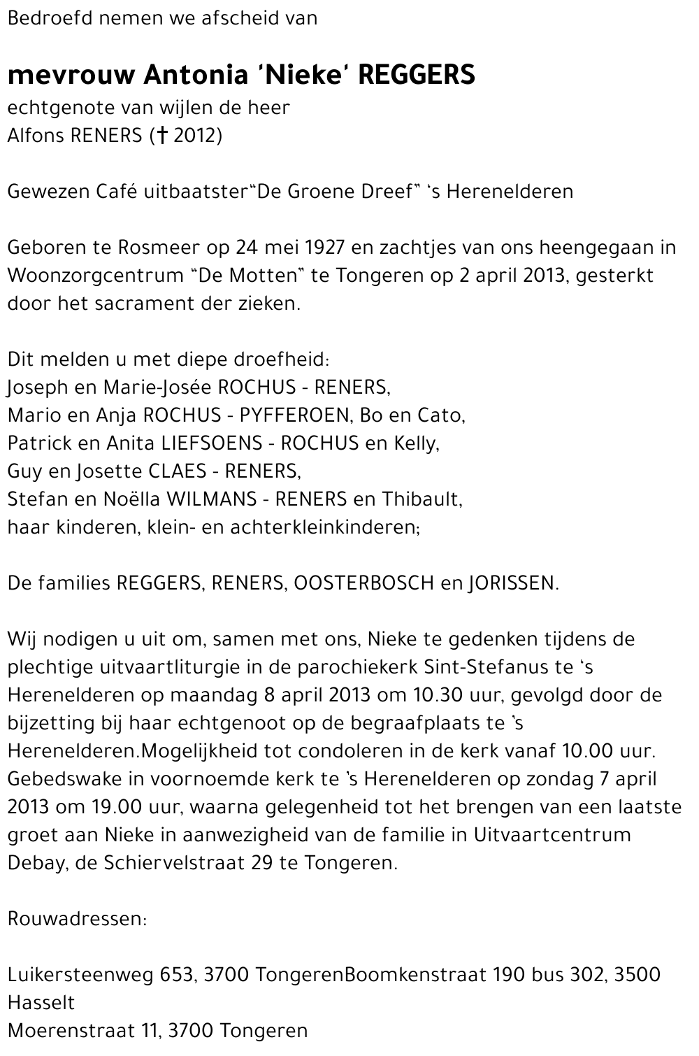 Antonia 'Nieke' REGGERS