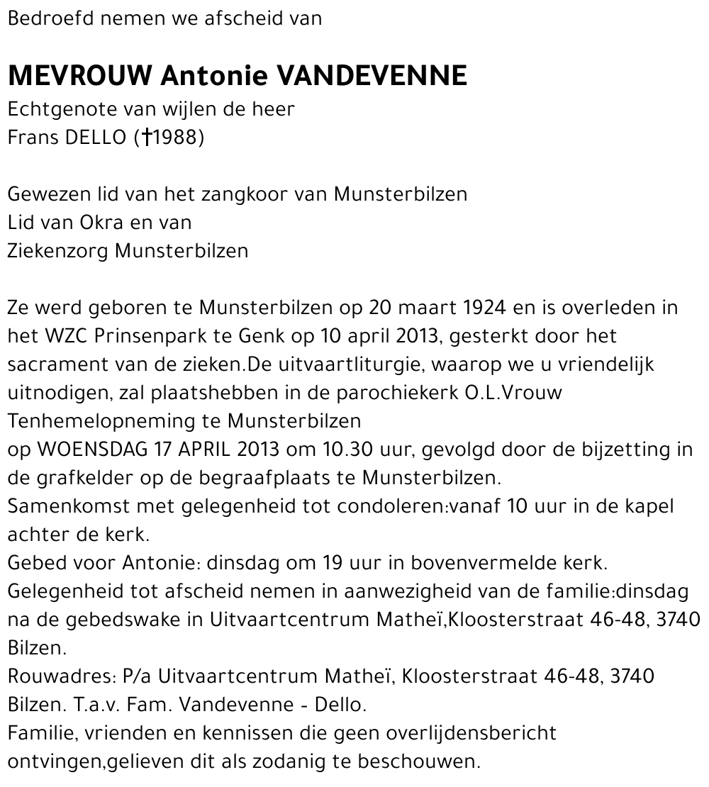 Antonie VANDEVENNE