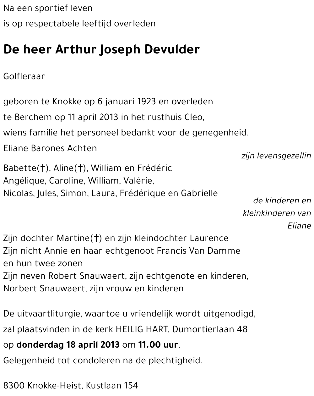 Arthur Joseph Devulder