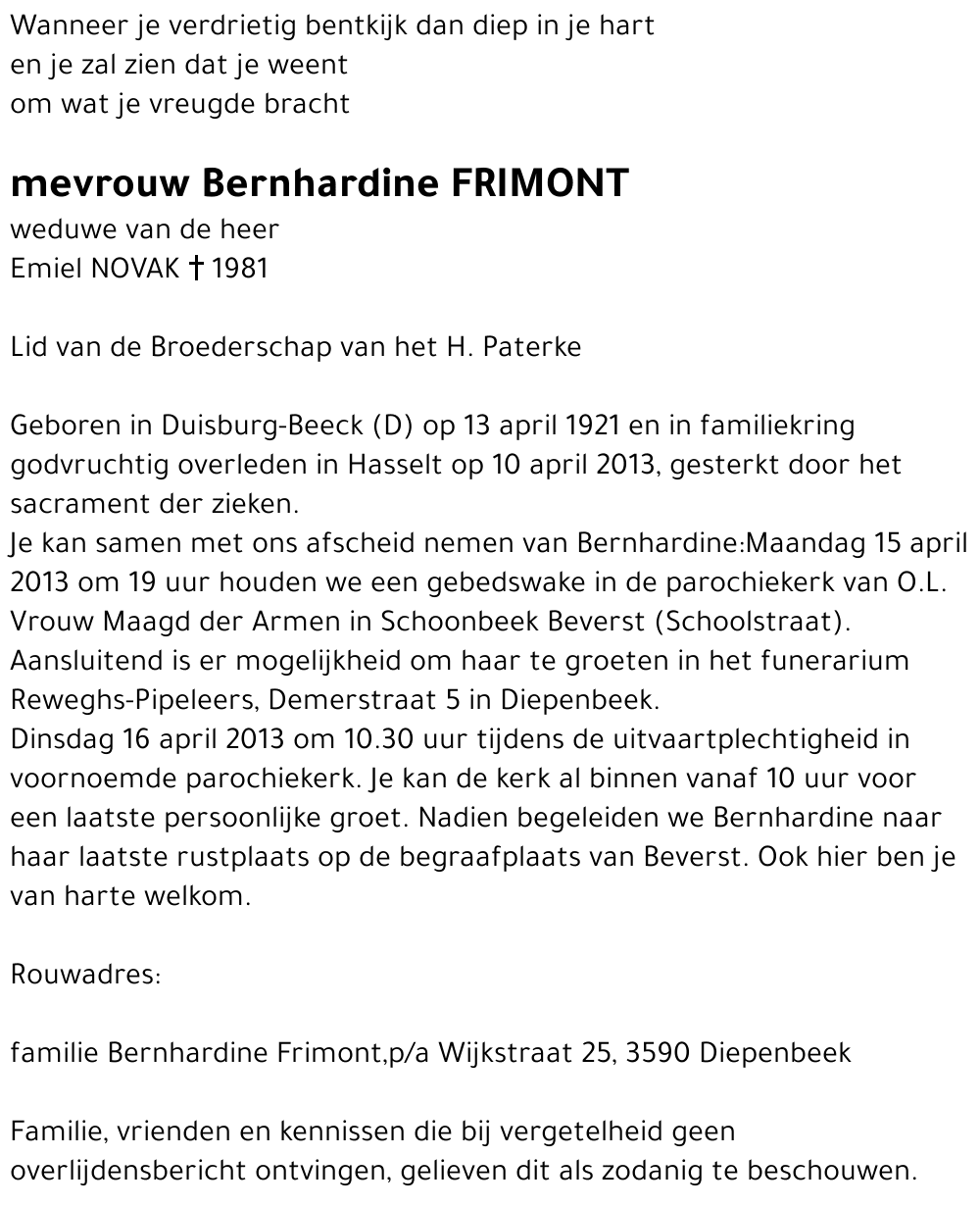 Bernhardine Frimont