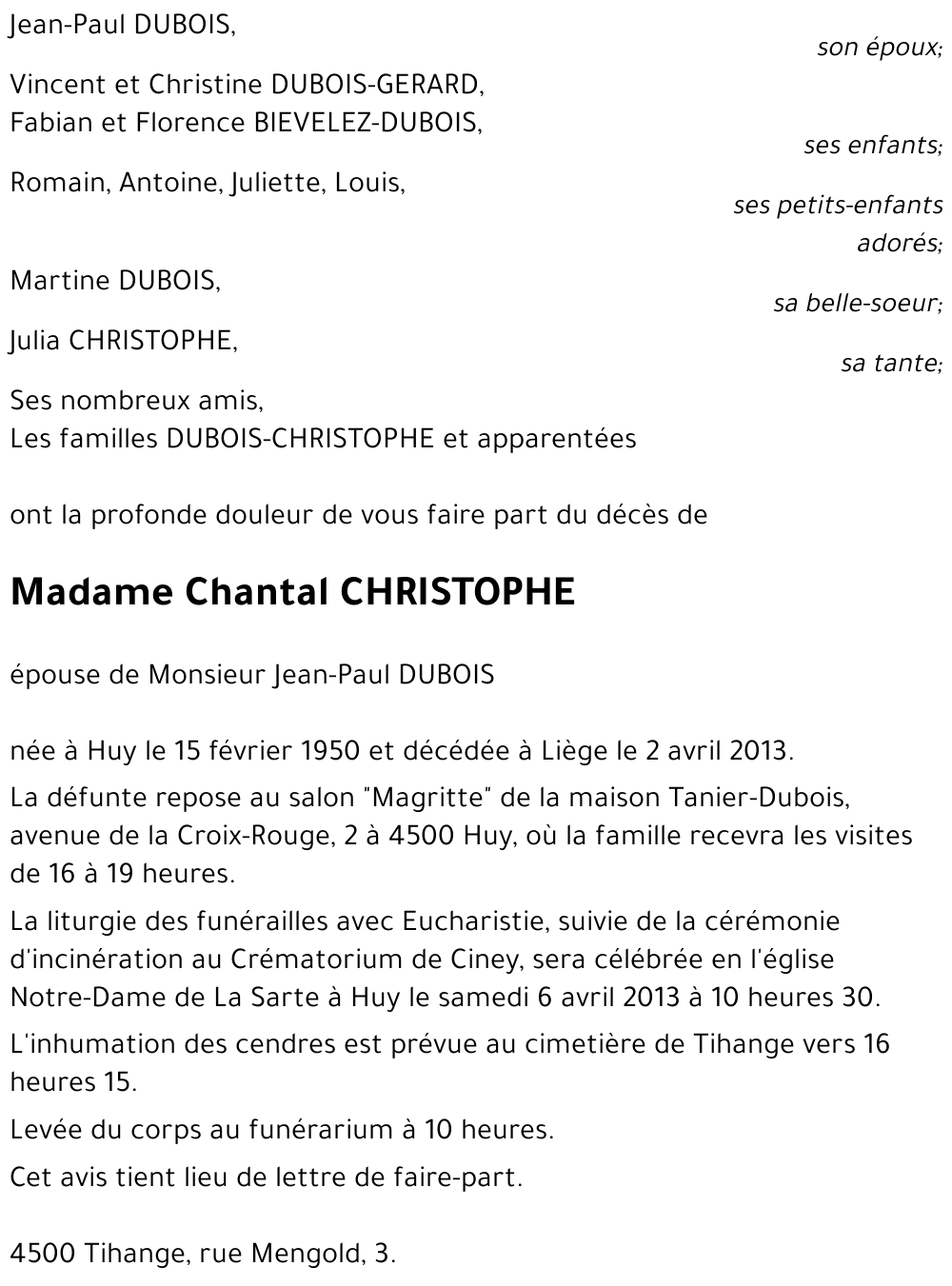 Chantal CHRISTOPHE