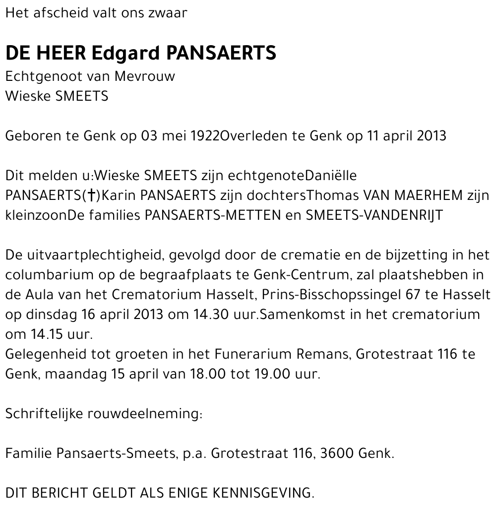 Edgard PANSAERTS