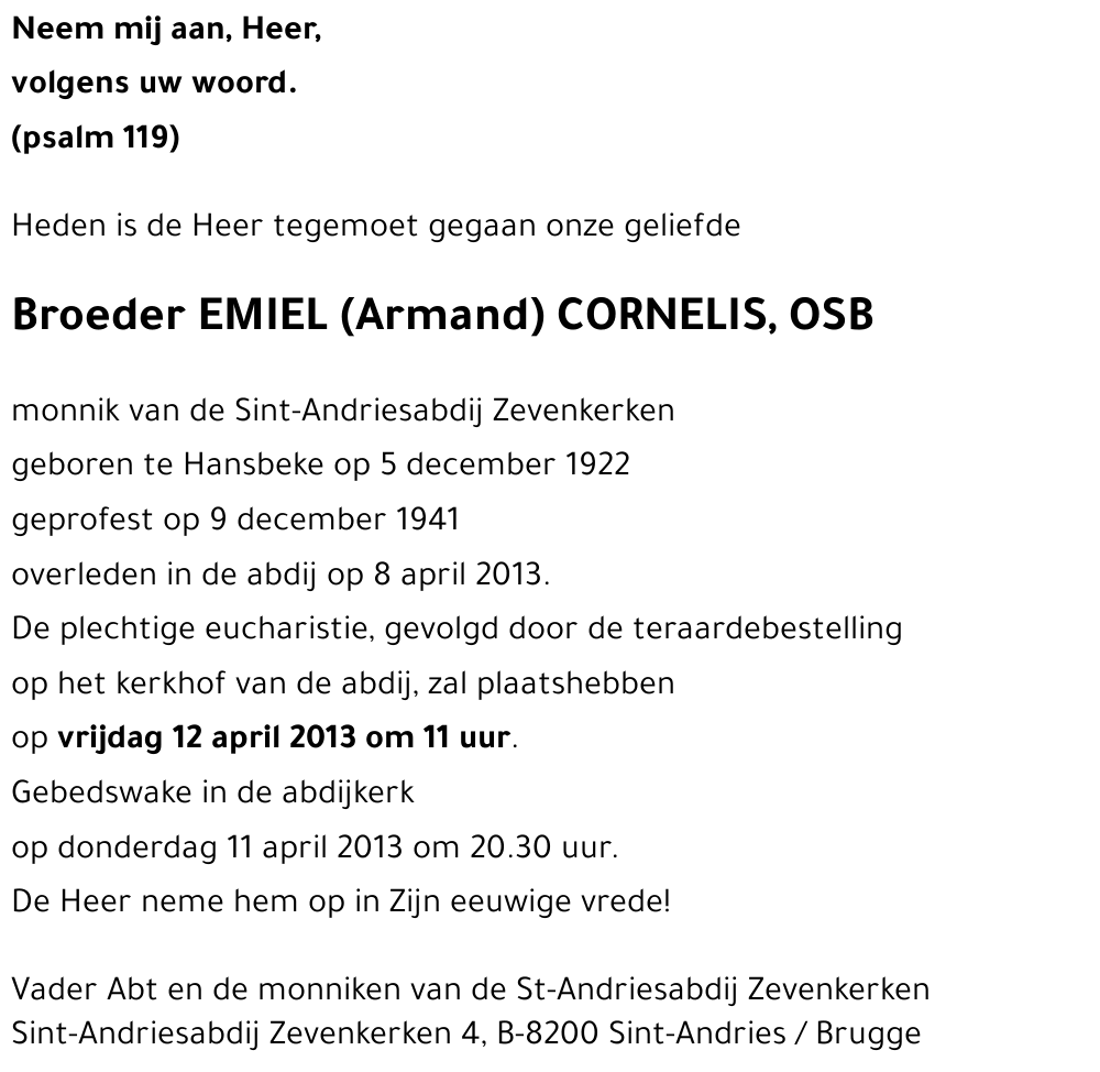 Emiel (Armand) Cornelis O.S.B.