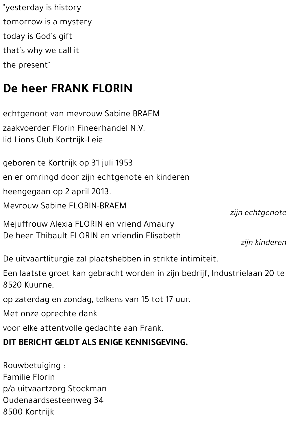 FRANK FLORIN