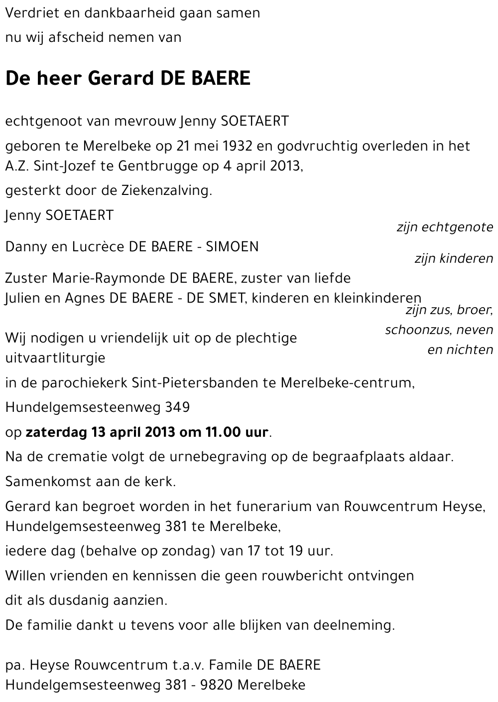 Gerard DE BAERE