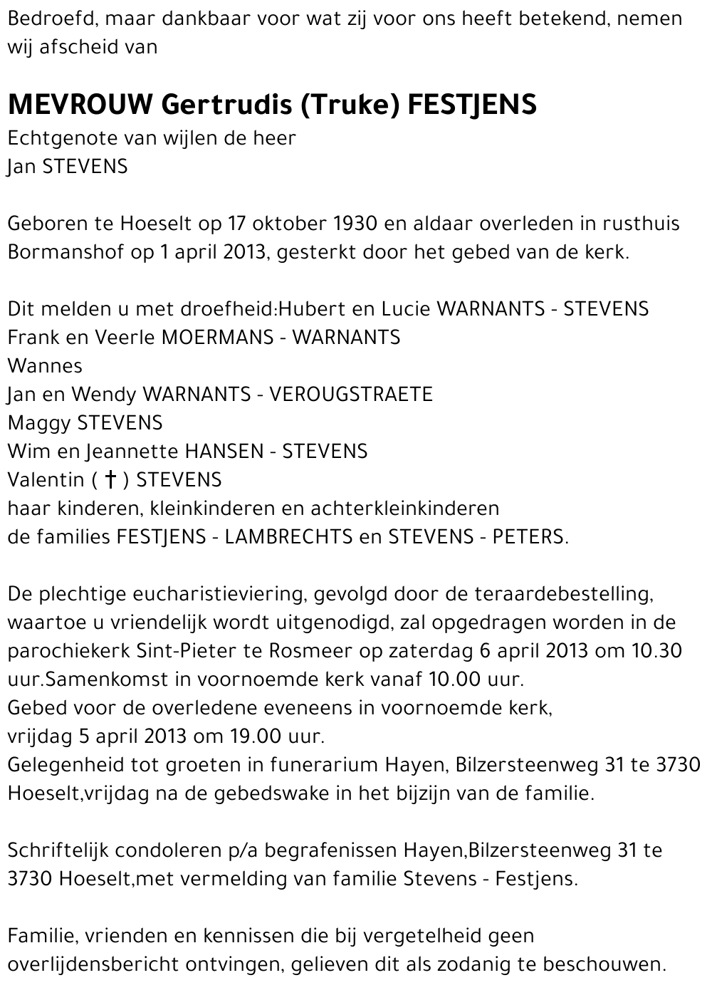 Gertrudis (Truke) FESTJENS