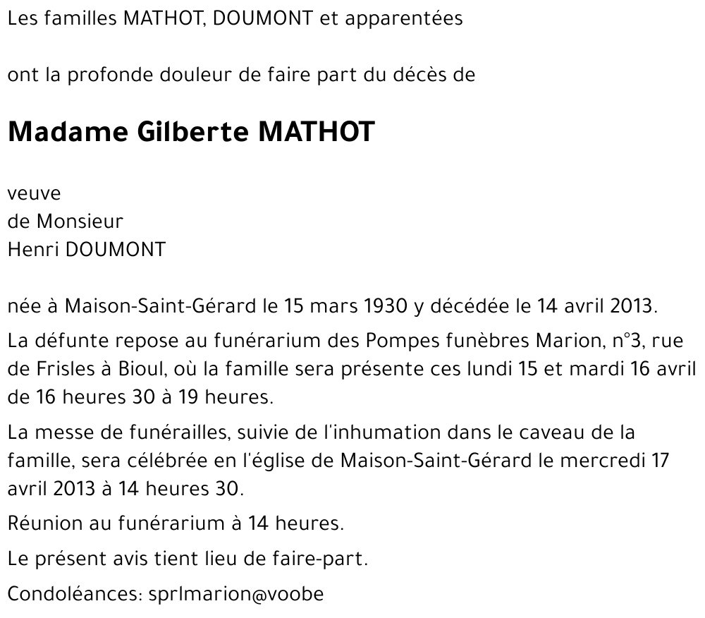 Gilberte MATHOT