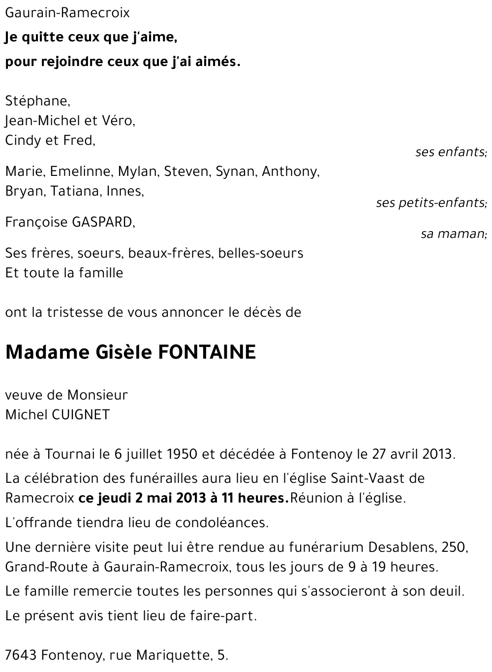 Gisèle FONTAINE