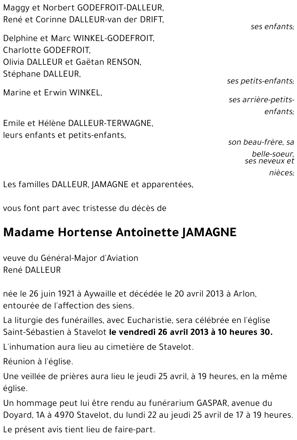 Hortense Antoinette JAMAGNE