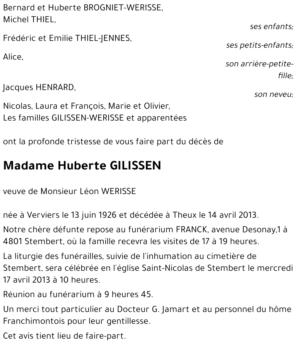 Huberte GILISSEN