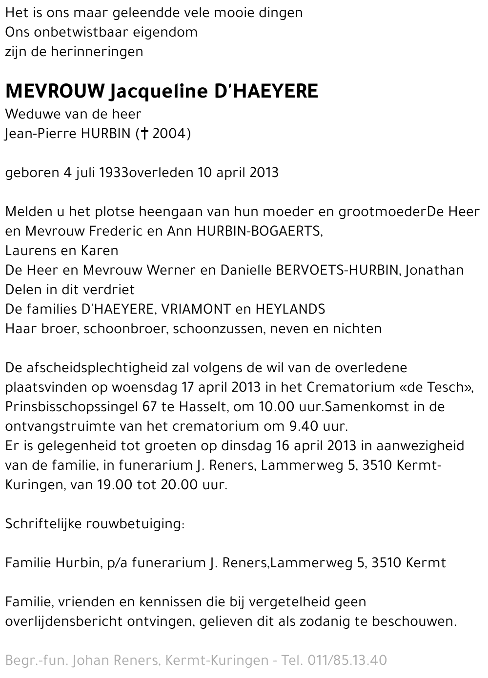 Jacqueline D'Haeyere