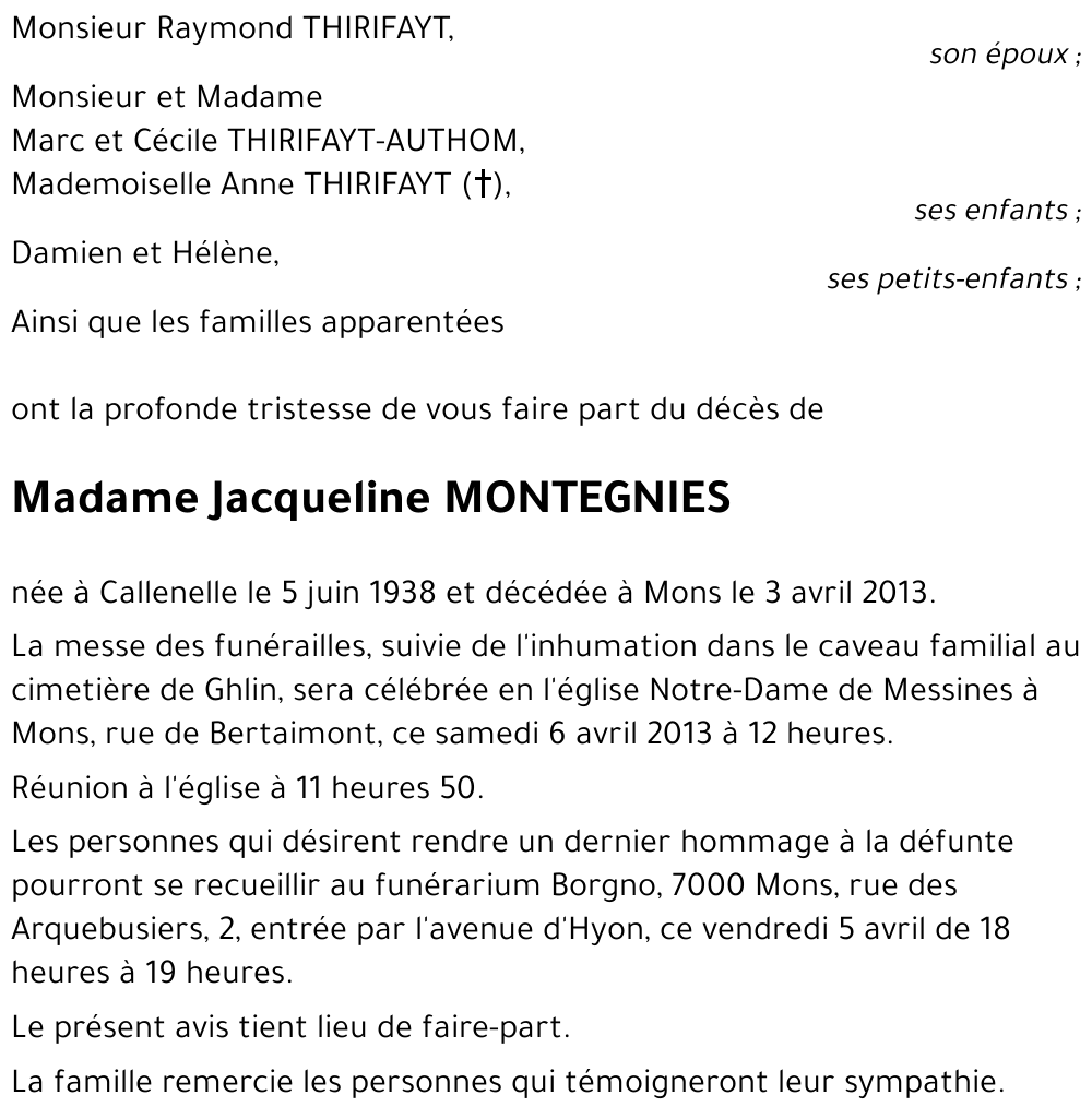 Jacqueline MONTEGNIES