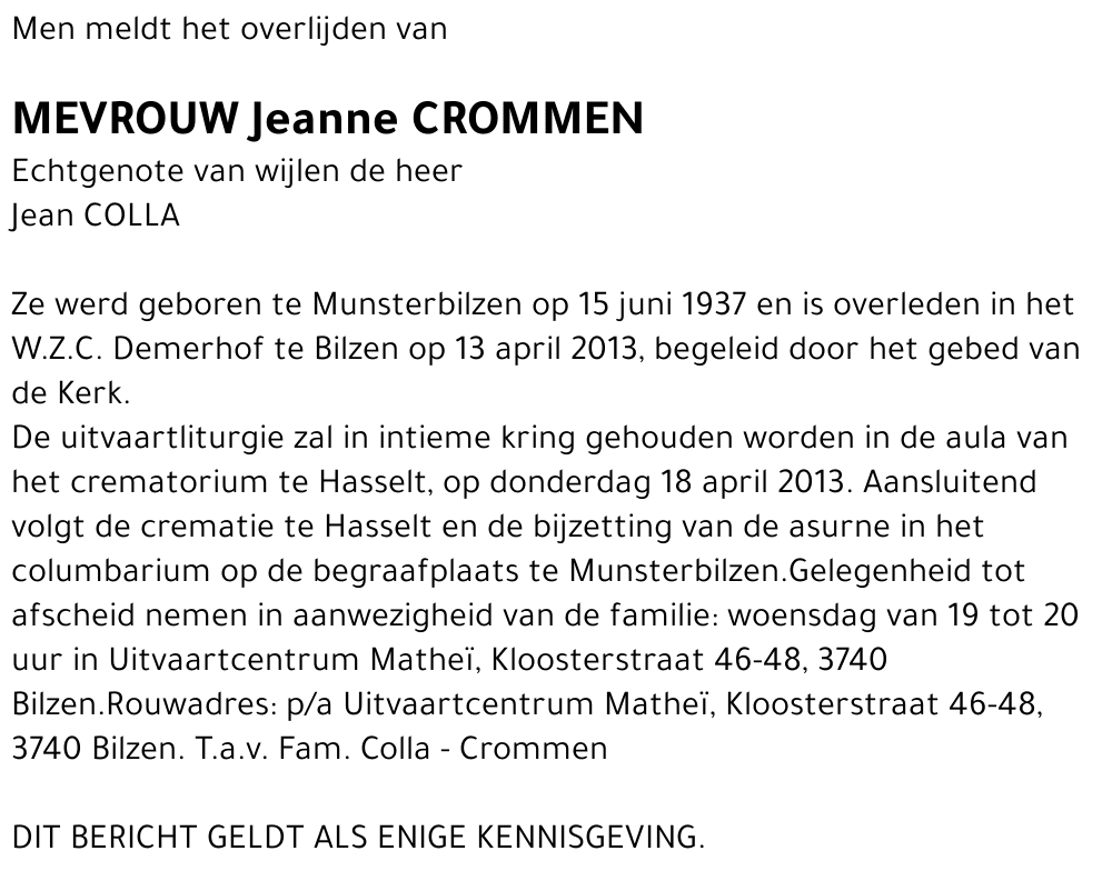 Jeanne CROMMEN