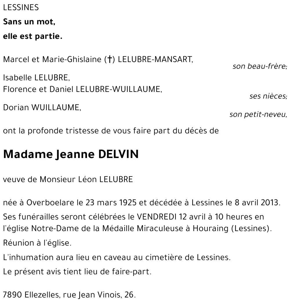 Jeanne DELVIN