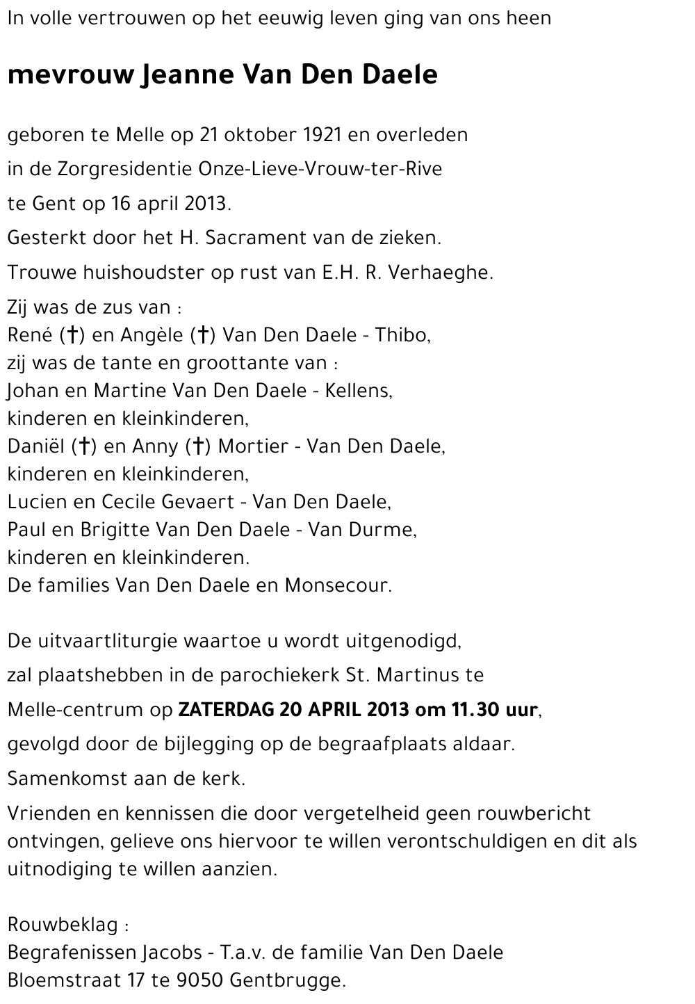 Jeanne Van Den Daele