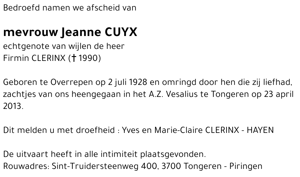 Jeannette CUYX