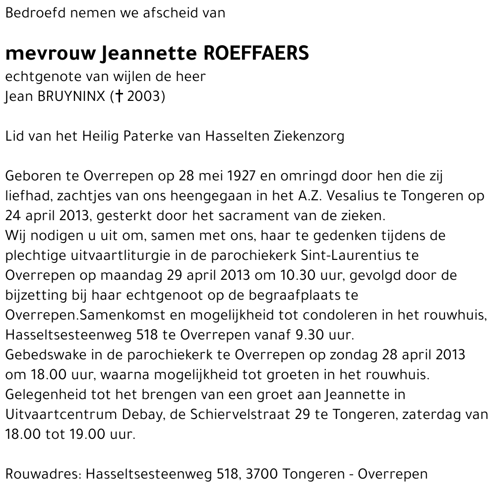 Jeannette ROEFFAERS