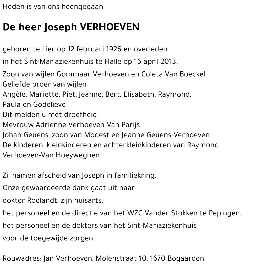 Joseph VERHOEVEN