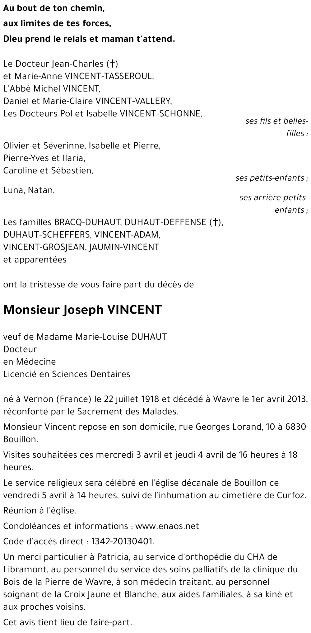 Joseph VINCENT