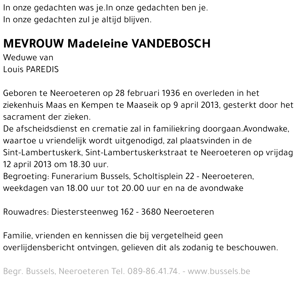 Madeleine VANDEBOSCH