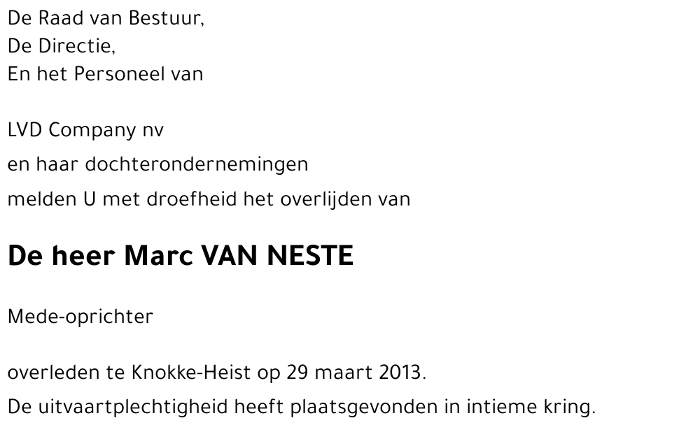 Marc VAN NESTE