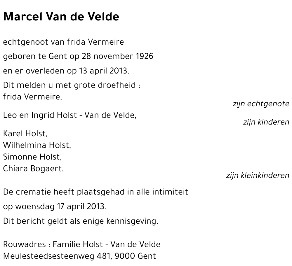Marcel Van de Velde