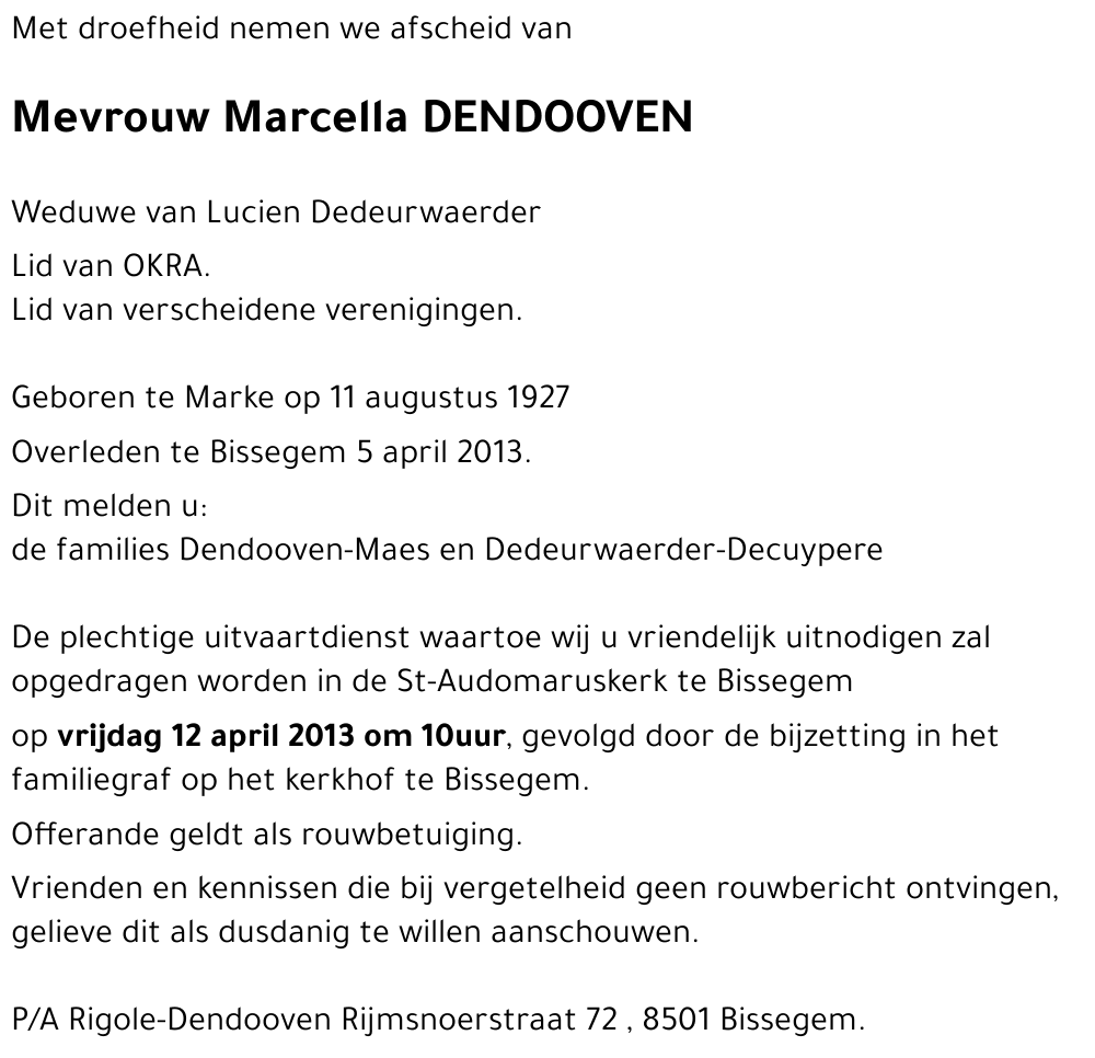 Marcella DENDOOVEN