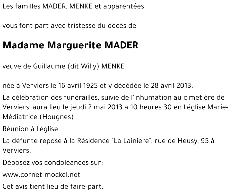Marguerite MADER