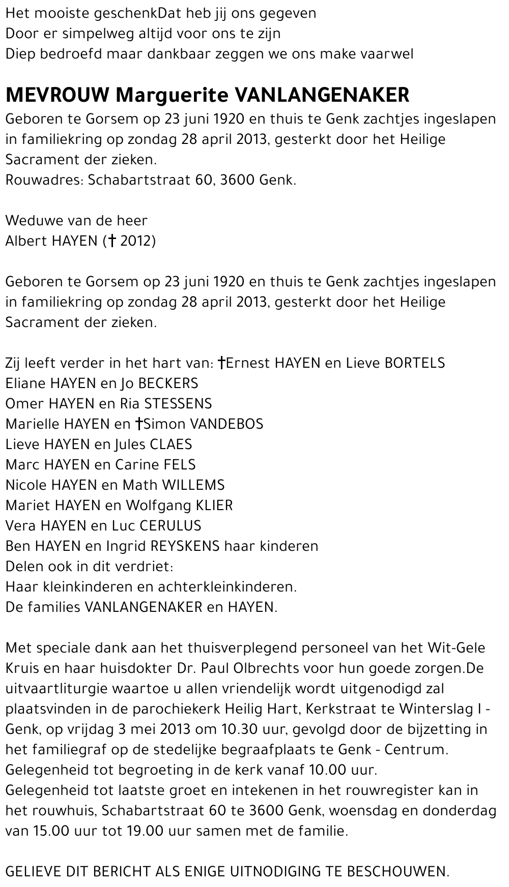 Marguerite VANLANGENAKER